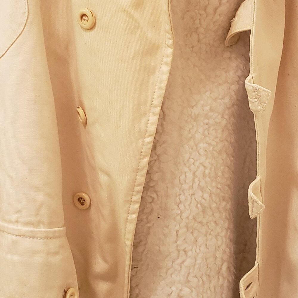 Ivory Sherpa Lined Canvas Coat
